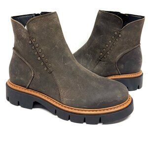 MIZ MOOZ NUBUCK LEATHER BOOTS SIDE ZIPPER BROWN 37EU / 7US NEW # Z-240